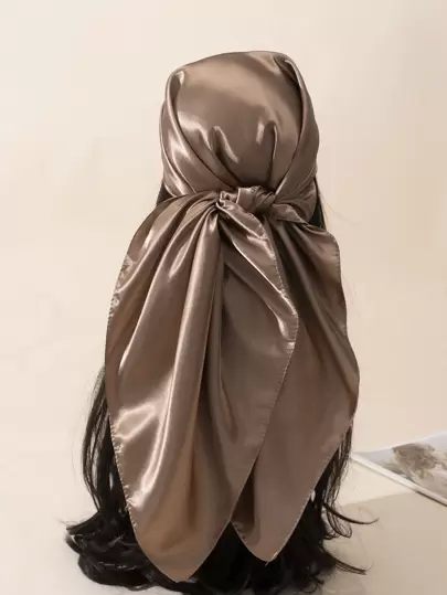 1pc Minimalist Solid Bandana Classic Neckerchief Satin Scarf Bandana,Hair Band,Head Band Ideal For Dressing Up Your Look