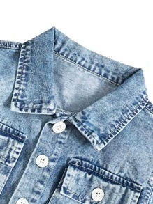 小男童恐龍和字母圖案牛仔襯衫