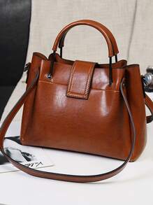 Buckle Decor Square Bag - Brown - View 2