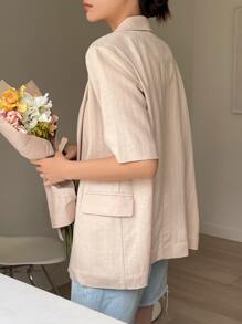 DAZY 素色雙排釦西裝外套 - 杏色 - 查看 2