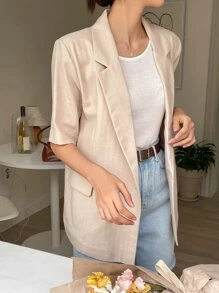 DAZY 素色雙排釦西裝外套 - 杏色 - 查看 6