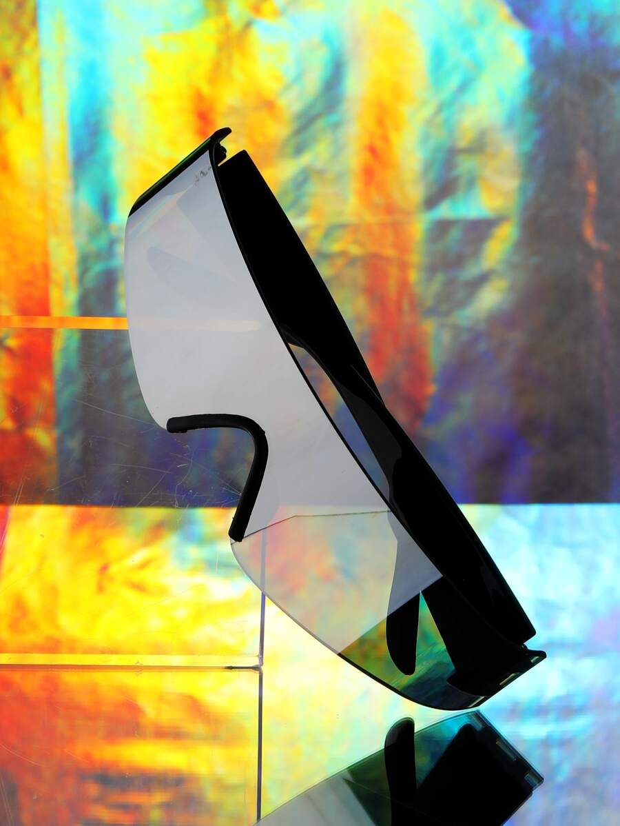 男士圍裹設計太陽眼鏡帶眼鏡繩 - 銀色 - 查看 1