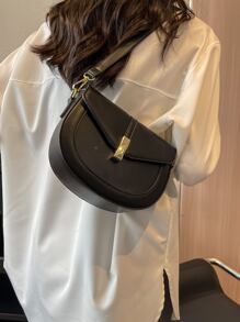 迷你金屬裝飾翻蓋馬鞍包 - 黑色 - 查看 2