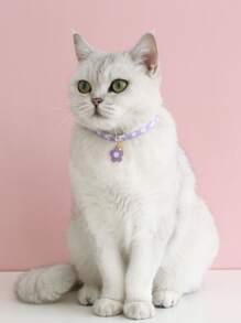 1只小寵物項圈花形吊墜,帶項鏈配件