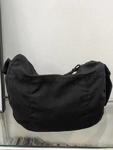 Men Minimalist Hobo Bag - Black - View 2