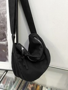 Men Minimalist Hobo Bag - Black - View 6