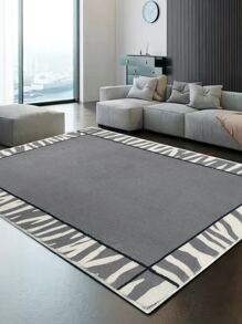 1pc Zebra Striped Pattern Rug - رمادي - مشاهدة 1