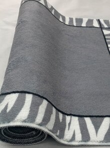 1pc Zebra Striped Pattern Rug - رمادي - مشاهدة 3