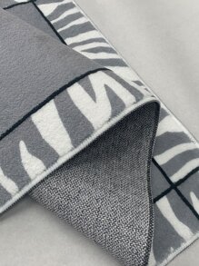 1pc Zebra Striped Pattern Rug - رمادي - مشاهدة 4