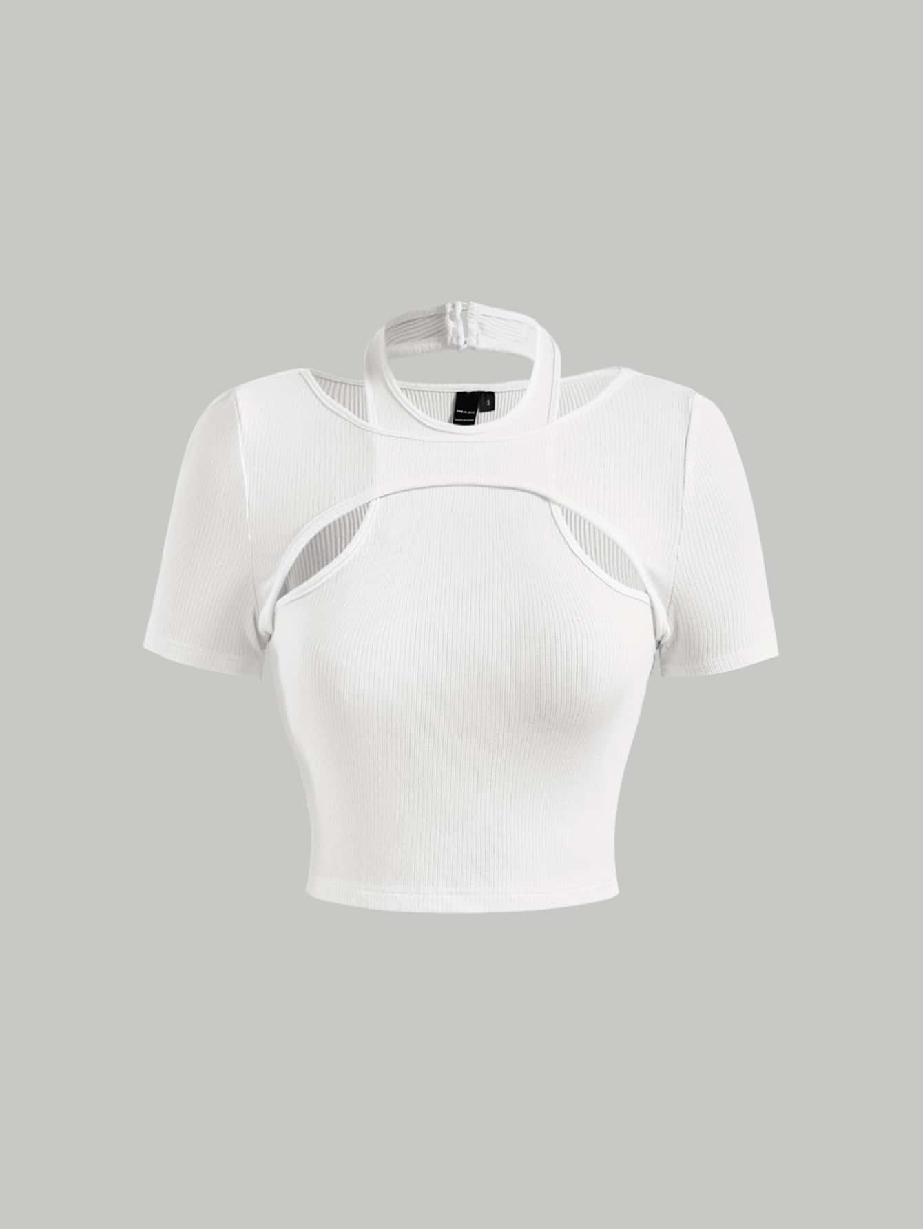 SHEIN MOD Camiseta 2 en 1 tejido de canalé - Blanco - Ver 1