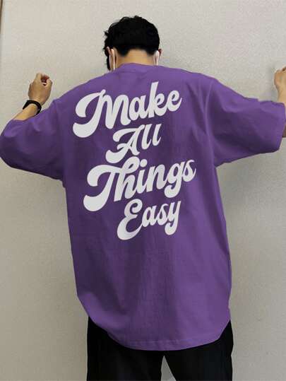 الرجال شعار الرسم انخفاض الكتف المحملة فضفاضة