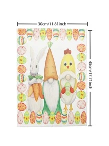 1入組復活節卡通兔子和雞蛋圖案花園旗幟 - 彩色 - 查看 2
