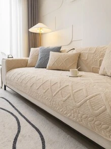 1 chiếc khăn sofa Jacquard hình học - Màu be - Xem 3