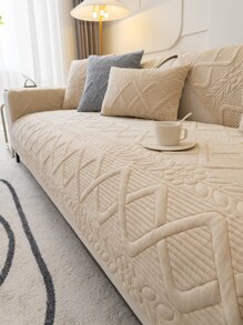 1 chiếc khăn sofa Jacquard hình học - Màu be - Xem 5