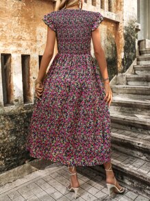 Breezaya 碎花蝴蝶袖洋裝 - 彩色 - 查看 2