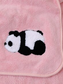 1入組珊瑚絨繡制熊貓圖案毛巾，厚實吸水不掉絮，適用於家庭浴室配件，快速乾燥 - 灰色 - 查看 6