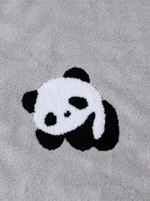 1入組珊瑚絨繡制熊貓圖案毛巾，厚實吸水不掉絮，適用於家庭浴室配件，快速乾燥 - 灰色 - 查看 7