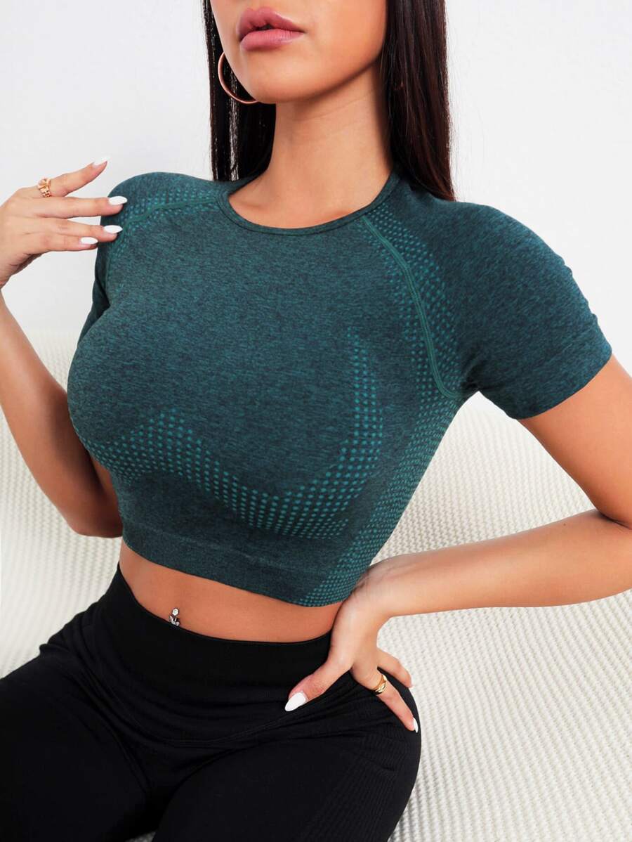 Yoga Basic Áo Tees & Tanks  Thể thao Nữ màu trơn - Màu xanh lá cây đậm - Xem 1