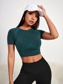 Yoga Basic Áo Tees & Tanks  Thể thao Nữ màu trơn - Màu xanh lá cây đậm - Xem 2