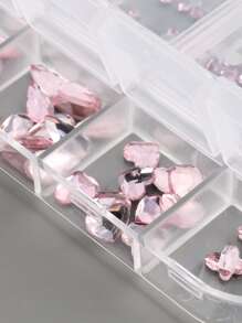 FULL BEAUTY 12 grillas Formas asimétricas rosas Cristales de uñas 3D mixtos Kit de diseños de uñas con gemas y suministros de uñas DIY - Multicolor - Ver 4