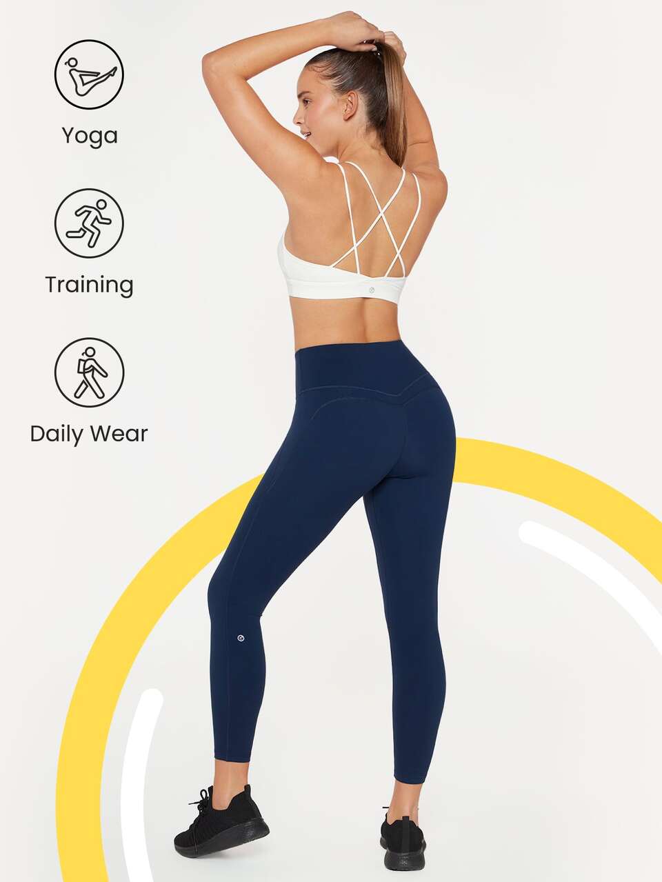 24" FeatherFit™ Cropped Running Leggings Booty Sculpt Tummy Control Fitness Tights With Hidden Front Pocket