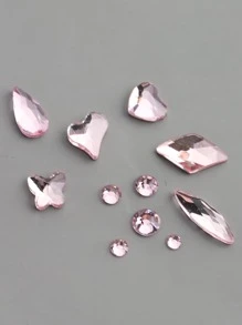 FULL BEAUTY 12 grillas Formas asimétricas rosas Cristales de uñas 3D mixtos Kit de diseños de uñas con gemas y suministros de uñas DIY - Multicolor - Ver 5