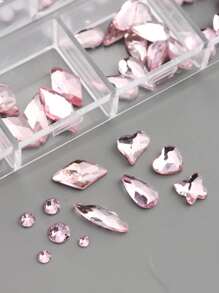 FULL BEAUTY 12 grillas Formas asimétricas rosas Cristales de uñas 3D mixtos Kit de diseños de uñas con gemas y suministros de uñas DIY - Multicolor - Ver 6