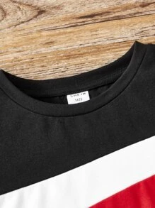 SHEIN Toddler Boys Colourblock Tee & Shorts - Multicolor - View 4