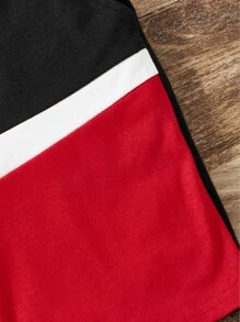 SHEIN Toddler Boys Colourblock Tee & Shorts - Multicolor - View 5