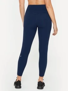 GLOWMODE 24" FeatherFit™ Cropped Running Leggings Booty Sculpt Tummy Control Fitness Tights With Hidden Front Pocket - Navy Blue - View 8