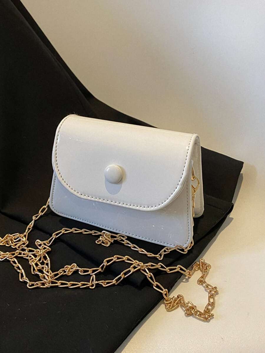 Girls Chain Flap Square Bag - White - View 1
