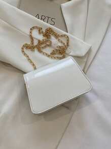 Girls Chain Flap Square Bag - White - View 2