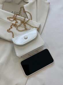 Girls Chain Flap Square Bag - White - View 4