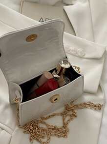 Girls Chain Flap Square Bag - White - View 5