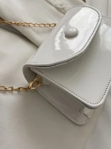 Girls Chain Flap Square Bag - White - View 6