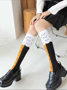 Chicken Claw Pattern Over The Calf Socks - Multicolor - View 1
