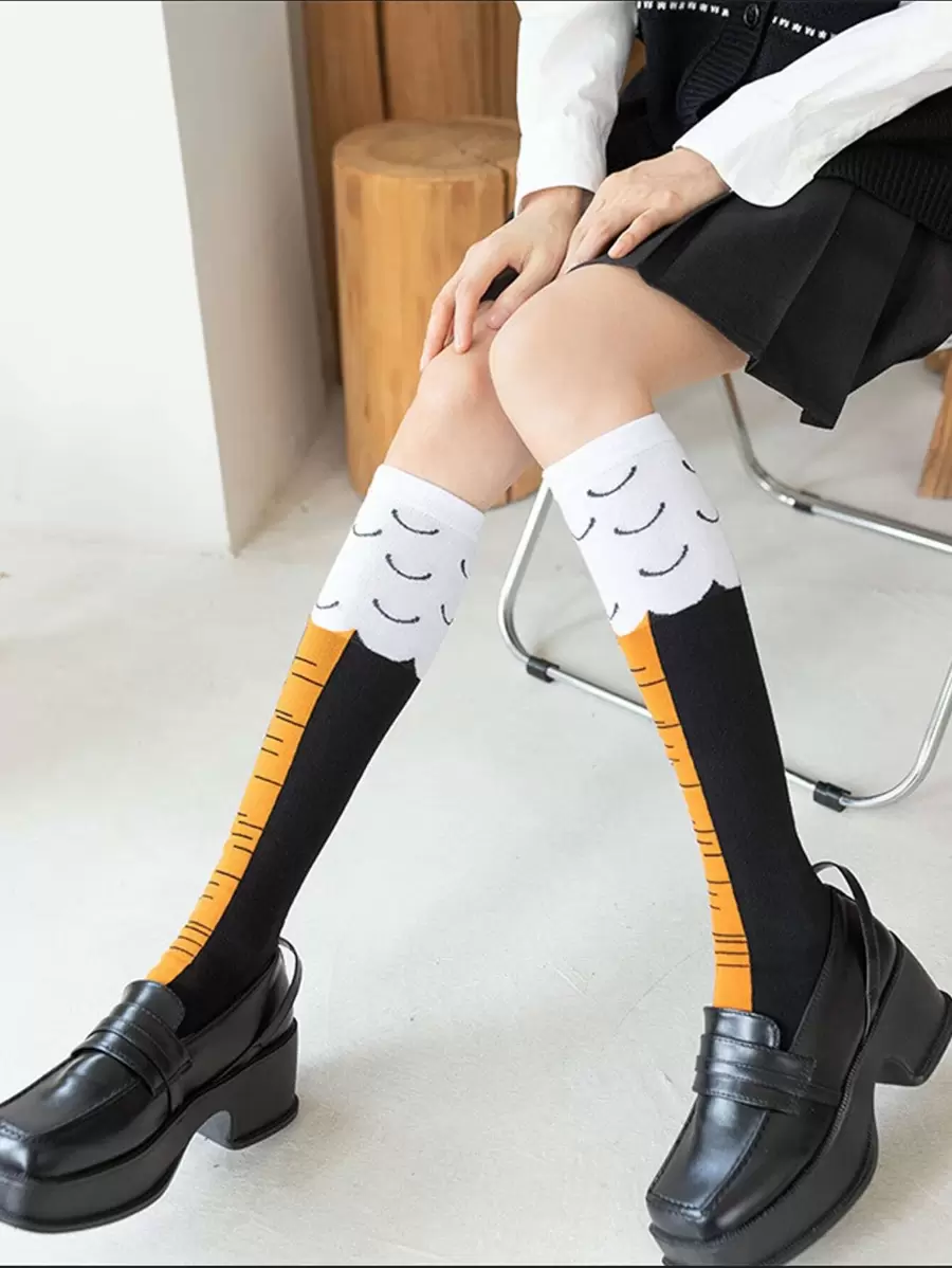 Chicken Claw Pattern Over The Calf Socks - Multicolor - View 1