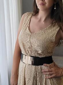 幾何搭扣皮帶 - 黑色 - 查看 3