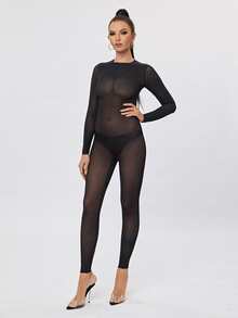 舒適性感薄透和底座多層 - 黑色 - 查看 3