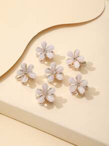 6 piezas Garra de pelo con diseño de diamante de imitación con diseño de flor - Multicolor - Ver 3