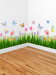 2 miếng dán niêm phong sàn hình bướm & hoa - Nhiều màu - Xem 1