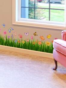 2 miếng dán niêm phong sàn hình bướm & hoa - Nhiều màu - Xem 2