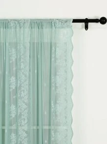 蕾絲裝飾單片透視窗簾 - 綠色 - 查看 3