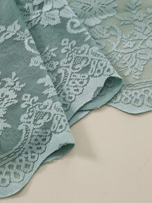 蕾絲裝飾單片透視窗簾 - 綠色 - 查看 4