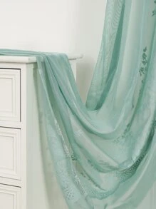 蕾絲裝飾單片透視窗簾 - 綠色 - 查看 6