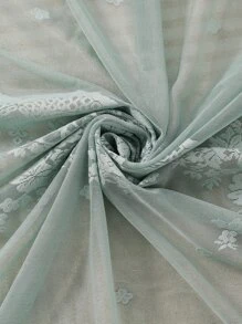 蕾絲裝飾單片透視窗簾 - 綠色 - 查看 7