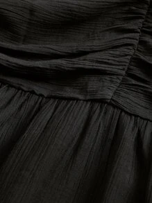 SHEIN MOD Đầm Lộ Lưng cườm đính Hội Chữ thập Xù Viên lá sen Buộc lại phân lớp màu trơn Boho - màu đen - Xem 3