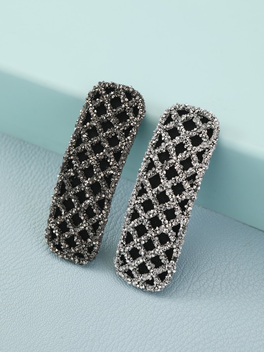 2pcs Cubic Zirconia Decor Hair Clip Claw Clips Hair Slide Hair Barrettes - Multicolor - View 1