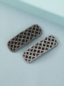 2pcs Cubic Zirconia Decor Hair Clip Claw Clips Hair Slide Hair Barrettes - Multicolor - View 2