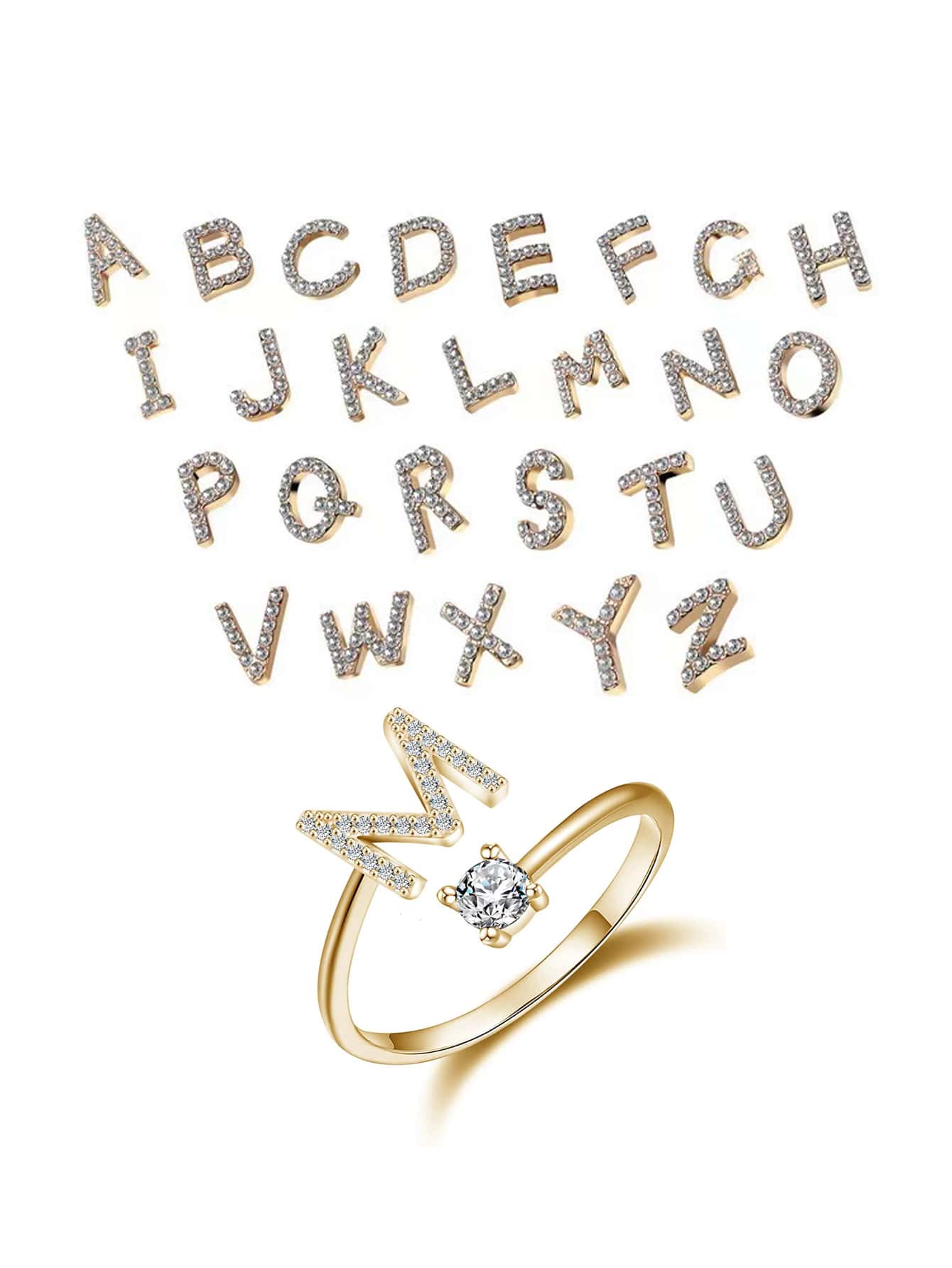 1pc Fashionable Personalized Simple Letter Initial Ring, Suitable For Daily Wear And Festival Gift - Yellow Gold - View 1